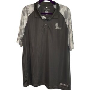 Colosseum polo shirt Ole Miss 3 button collared short sleeves camo print Sz XXL